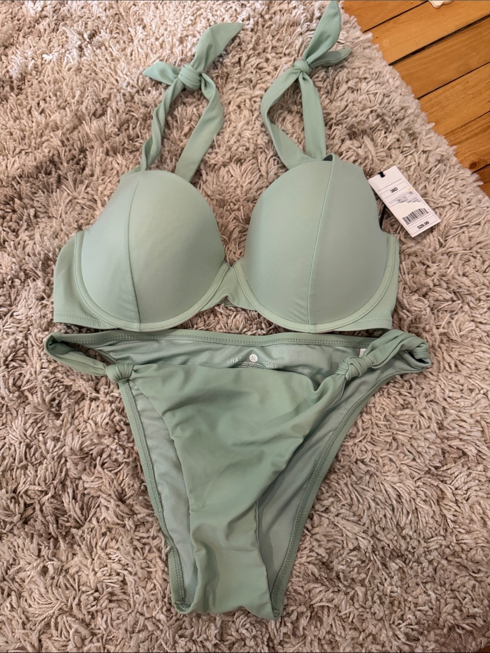 NWT Shade & Shore Mint Green Tie-Strap Bikini Set
